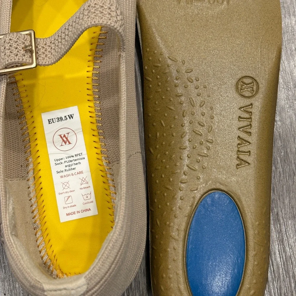 VIVAIA Margot Square-Toe Mary Jane Almond Ribbed Knit Flat Preppy Minimalist 8.5 - Picture 8 of 9